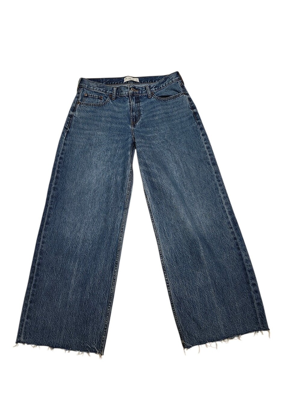 Abercrombie & Fitch Low Rise Ultra Loose Wide-Leg Raw-Hem Jeans – 28 Short